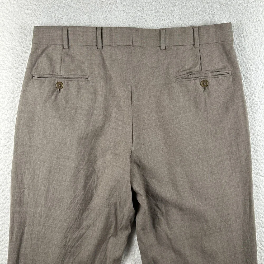 Brooks Brothers Pants Mens 35x29 Brown Madison Wool Pleated Cuffed Dress Slacks